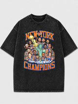 Vintage New York Champions graphic tee in faded black
