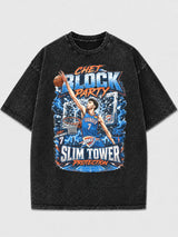 Vintage graphic tee featuring a Chet Block Party design in black wash