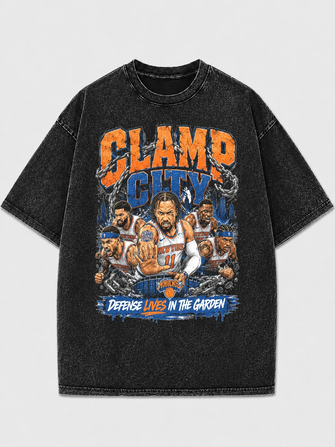 Clamp City Graphic Oversized Tee with basketball theme