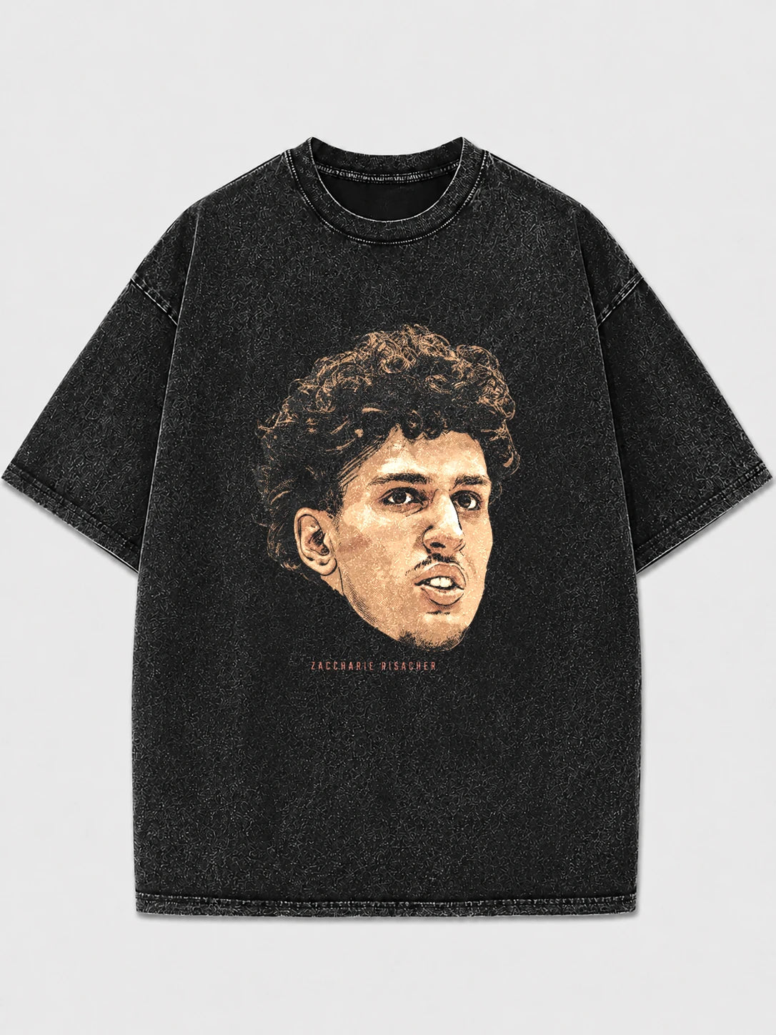 Man wearing a black oversized t-shirt with vintage graphic print