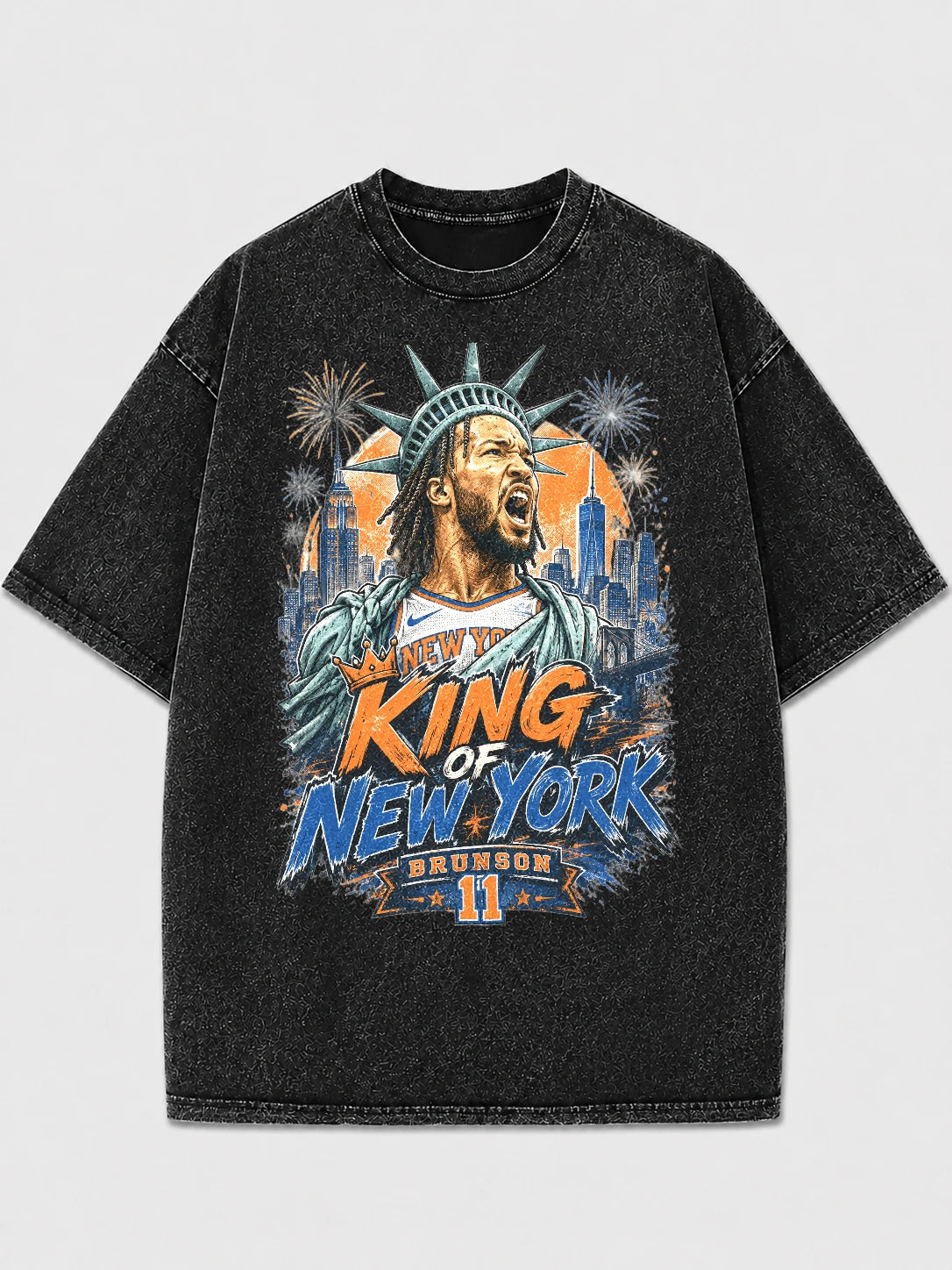 King of New York graphic tee featuring Statue of Liberty design
