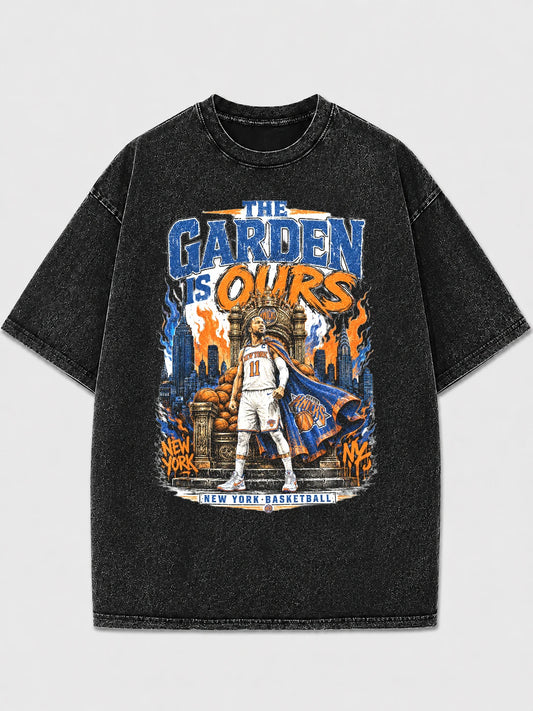 Vintage NYC basketball graphic tee with oversized fit
