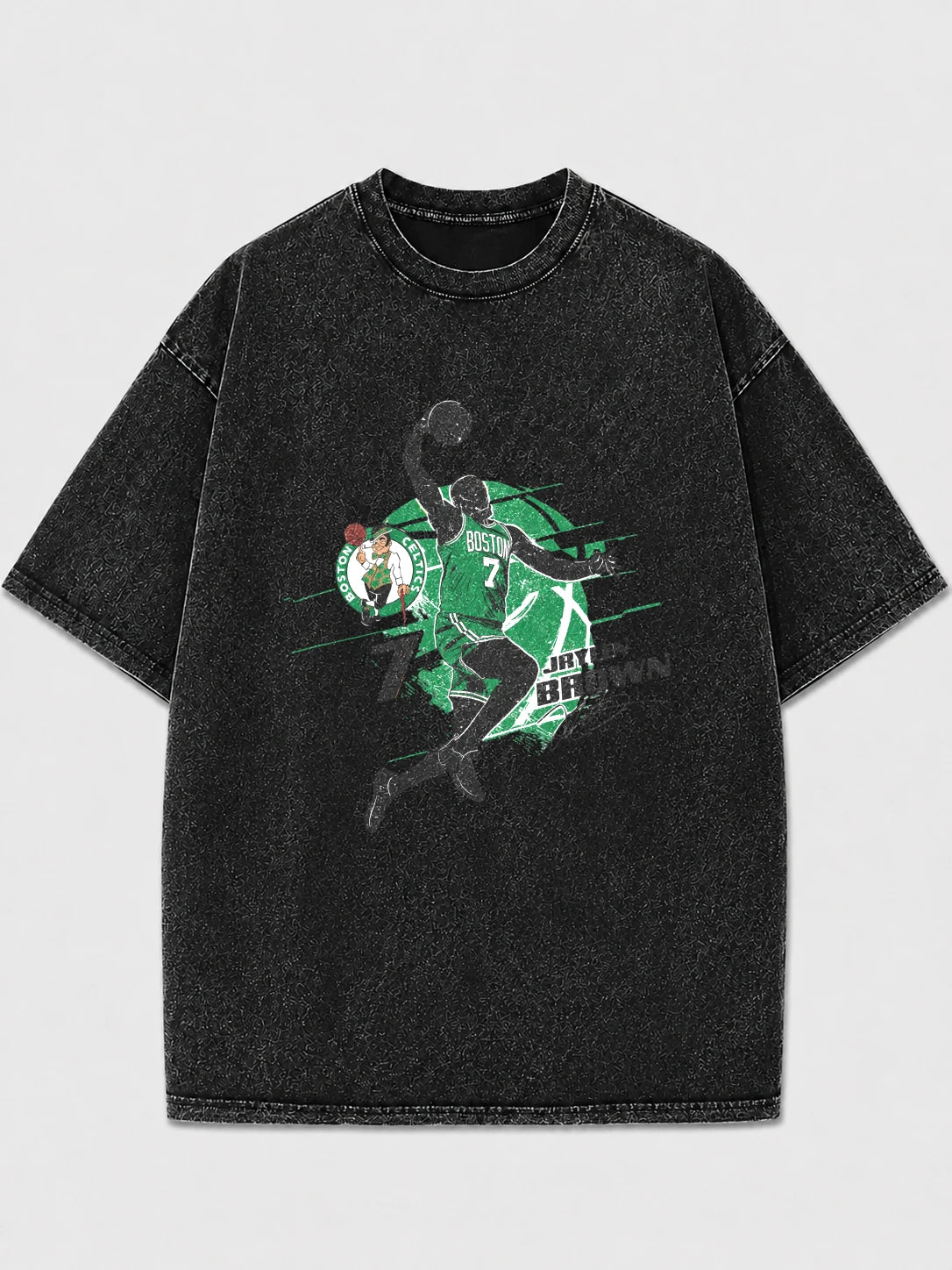 Vintage black graphic tee with Boston Celtics basketball design.