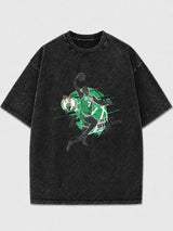 Vintage black graphic tee with Boston Celtics basketball design.