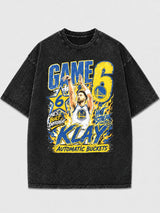 Game 6 Klay Thompson graphic tee in black with colorful print