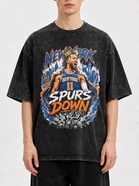 Vintage New York graphic tee with distressed finish and bold print