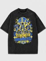 Vintage Strength in Numbers graphic t-shirt in faded black