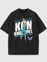 Vintage basketball graphic tee in faded black with player design
