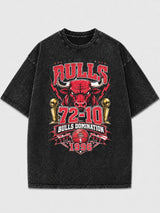 Vintage graphic t-shirt featuring Bulls Domination design in black and red