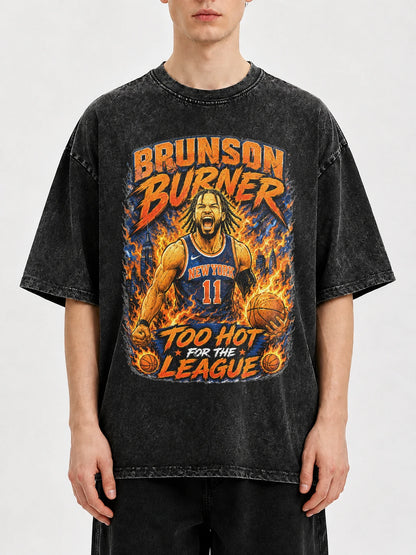 Brunson Burner oversized graphic tee featuring a basketball design