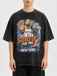 Vintage graphic tee featuring basketball design and relaxed fit