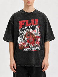 Flu Game graphic oversized t-shirt with basketball print