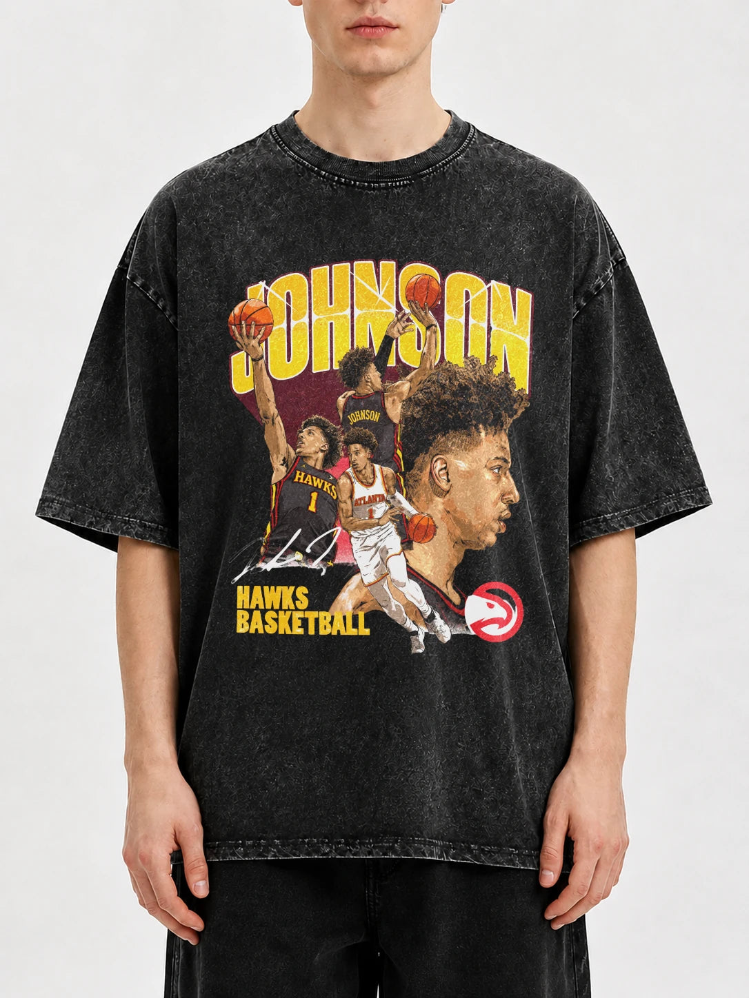 Men's vintage basketball graphic tee with bold design