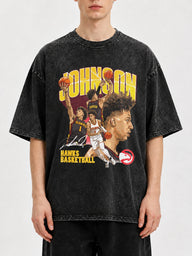 Men's vintage basketball graphic tee with bold design