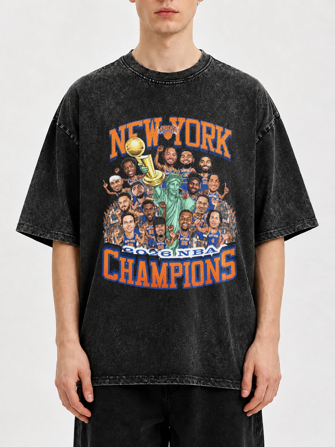 Vintage New York Champions graphic tee in faded black