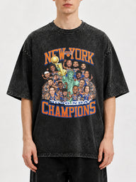 Vintage New York Champions graphic tee in faded black