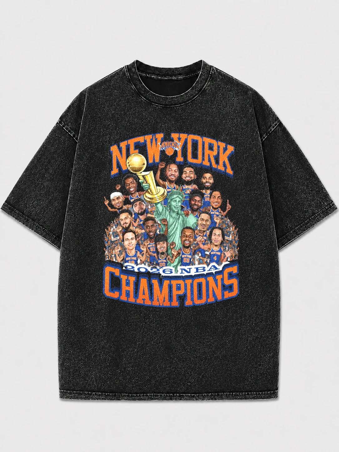 Vintage New York Champions graphic tee in faded black
