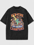 Vintage New York Champions graphic tee in faded black