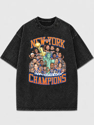 Vintage New York Champions graphic tee in faded black