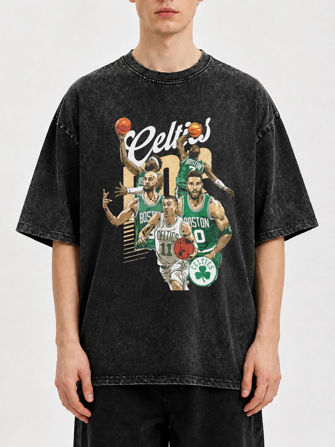 Men's vintage Celtics graphic oversized t-shirt in black