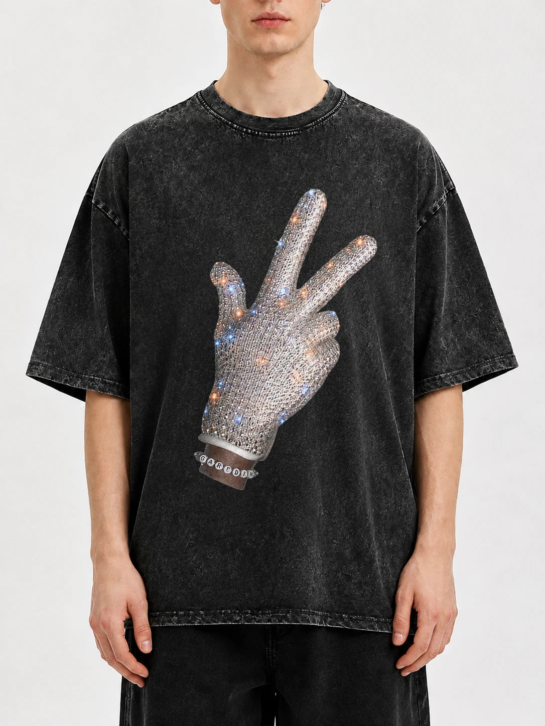 Oversized black t-shirt with peace sign graphic