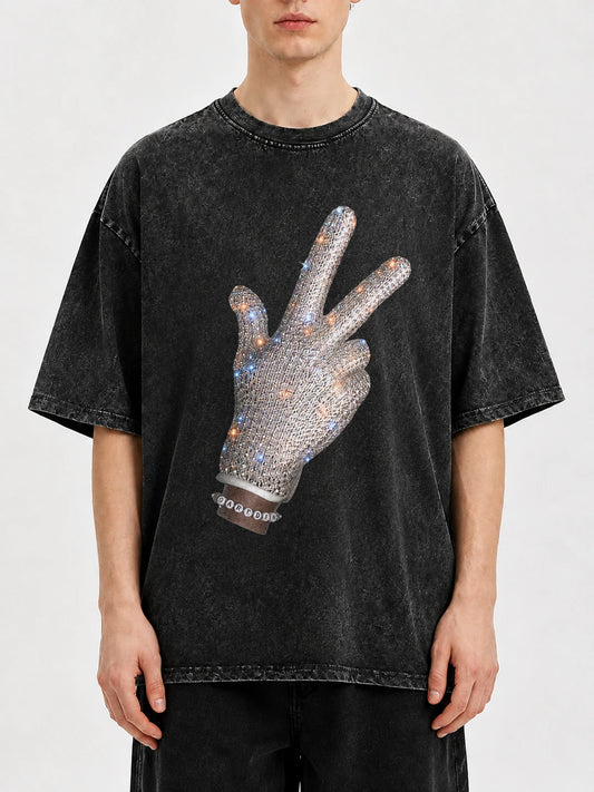 Oversized black t-shirt with peace sign graphic