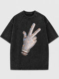Oversized black t-shirt with peace sign graphic