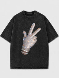 Oversized black t-shirt with peace sign graphic