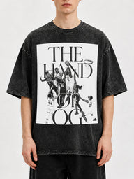 Oversized black t-shirt with basketball graphic print