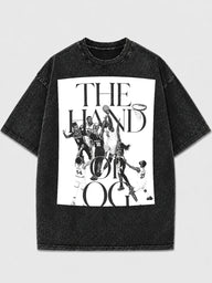 Oversized black t-shirt with basketball graphic print