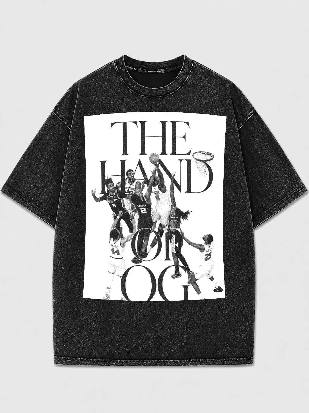Oversized black t-shirt with basketball graphic print