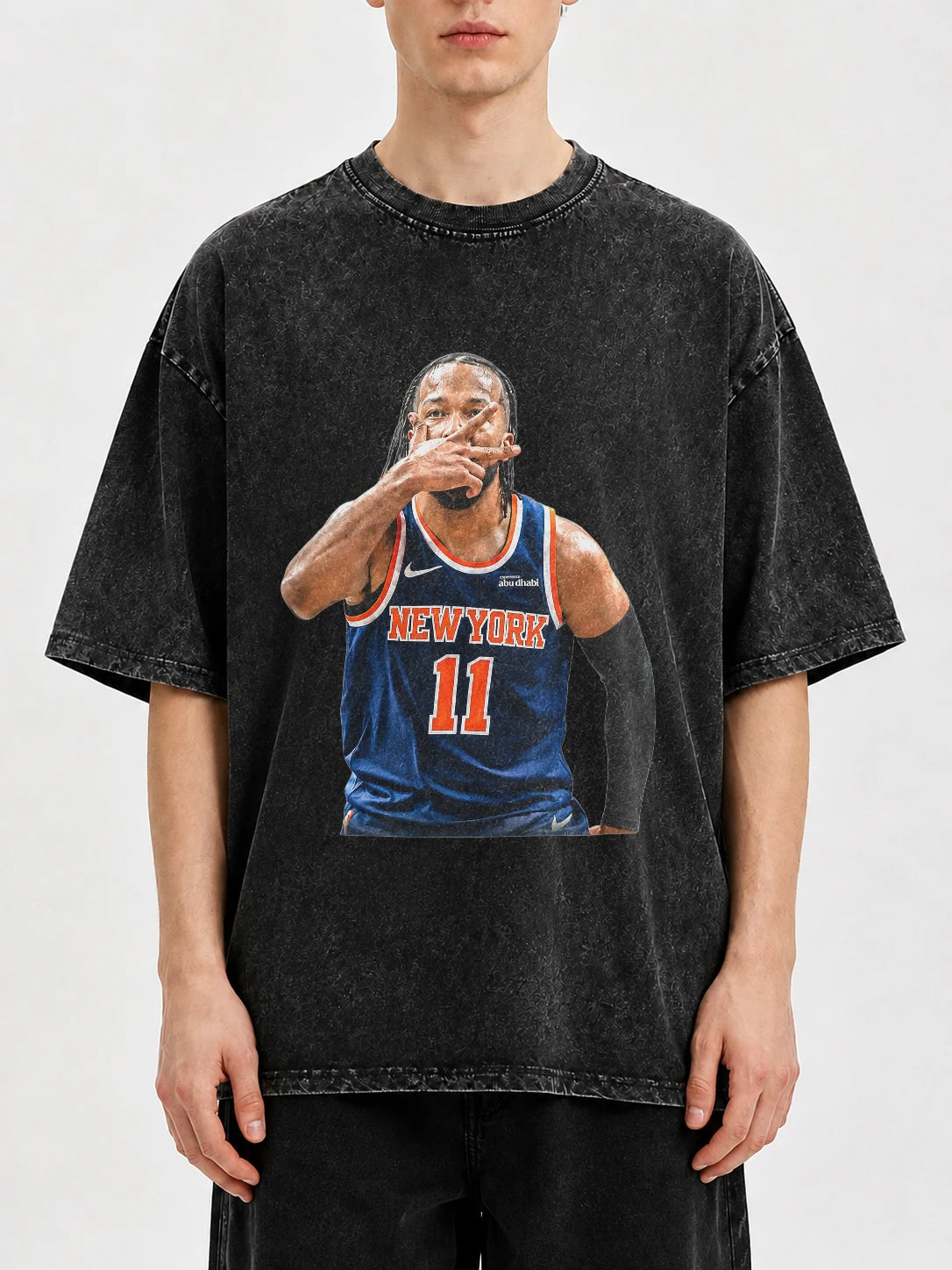 Vintage black graphic basketball tee featuring player design