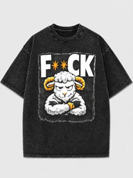 Graphic oversized t-shirt with sheep design in black wash