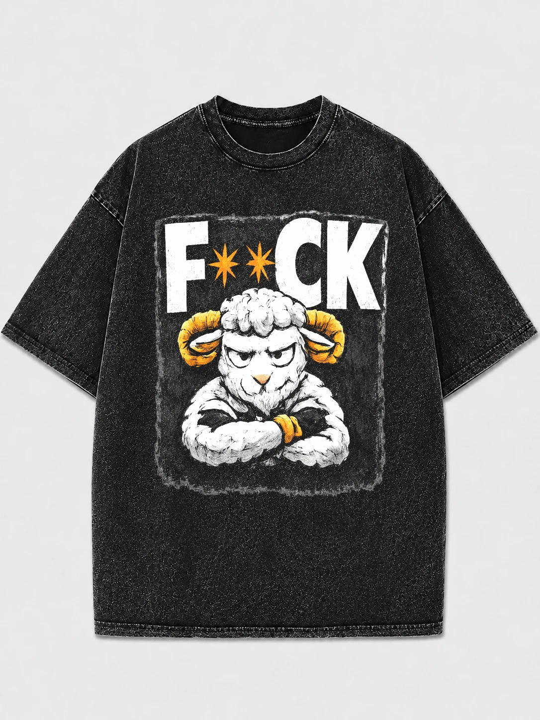 Graphic oversized t-shirt with sheep design in black wash
