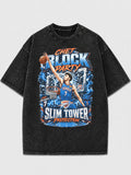 Vintage graphic tee featuring a Chet Block Party design in black wash