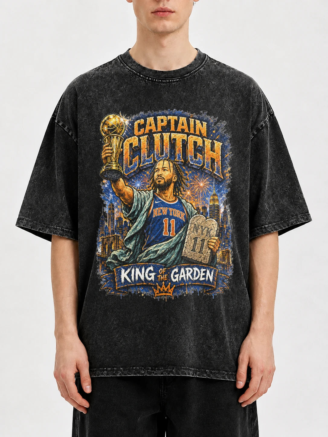 Captain Clutch graphic tee with vintage basketball design