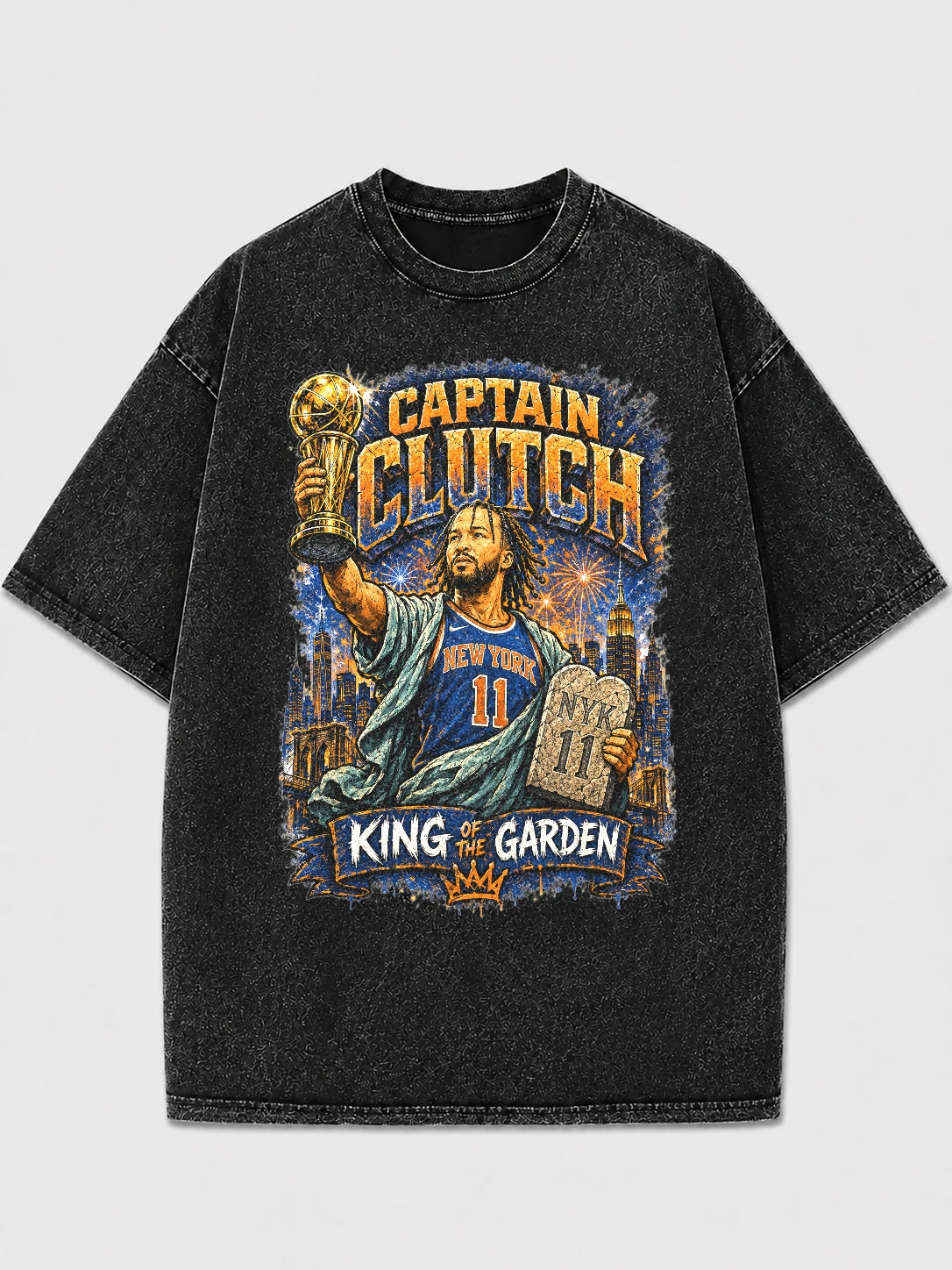 Captain Clutch graphic tee with vintage basketball design