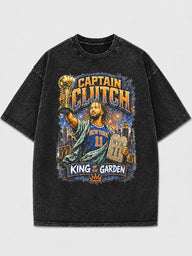 Captain Clutch graphic tee with vintage basketball design