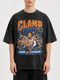 Clamp City Graphic Oversized Tee with basketball theme