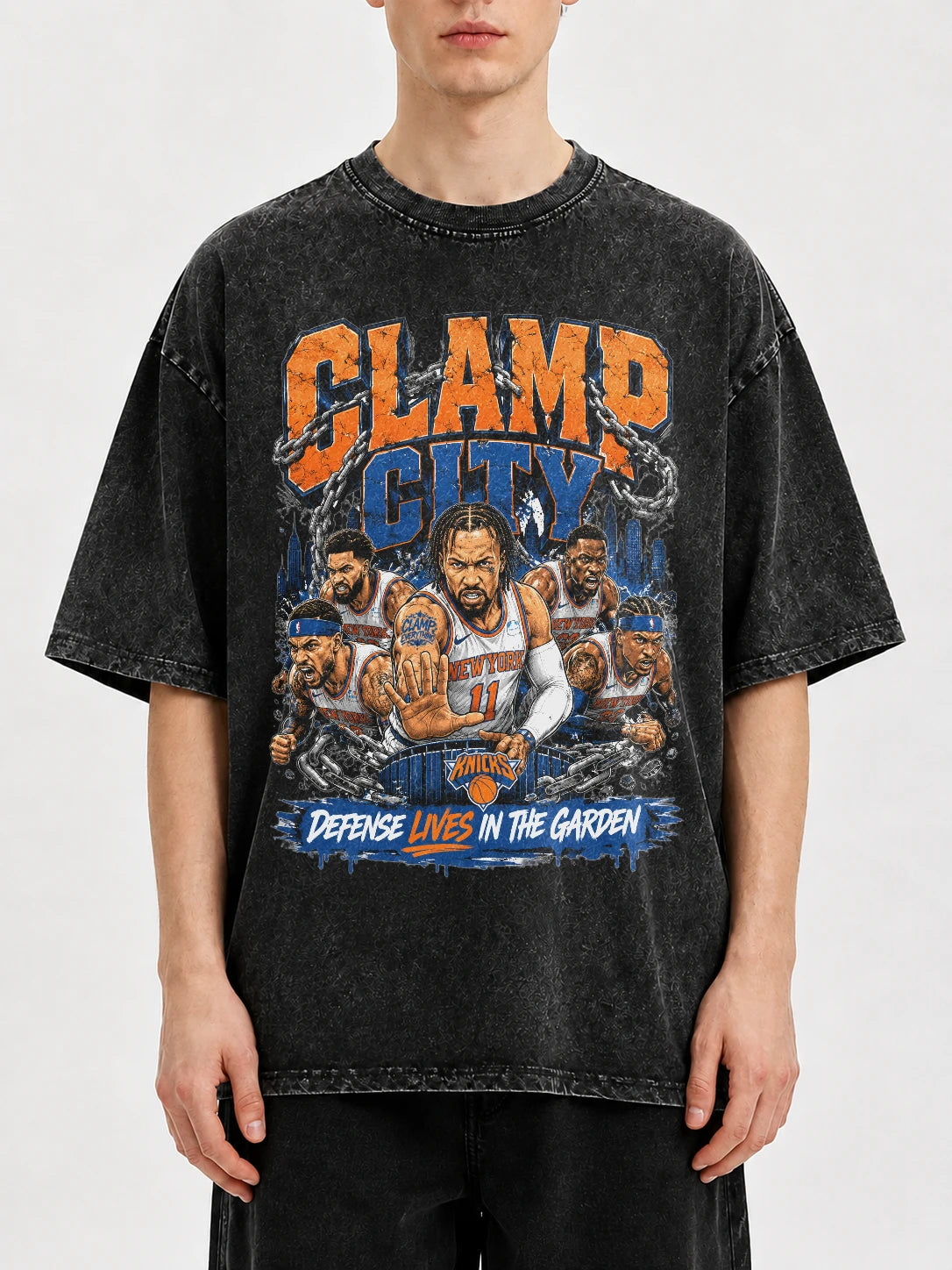 Clamp City Graphic Oversized Tee with basketball theme