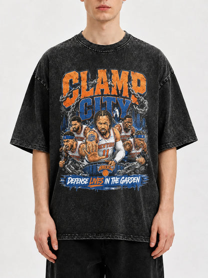 Clamp City Graphic Oversized Tee with basketball theme