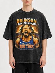 Vintage graphic tee featuring New York basketball player design