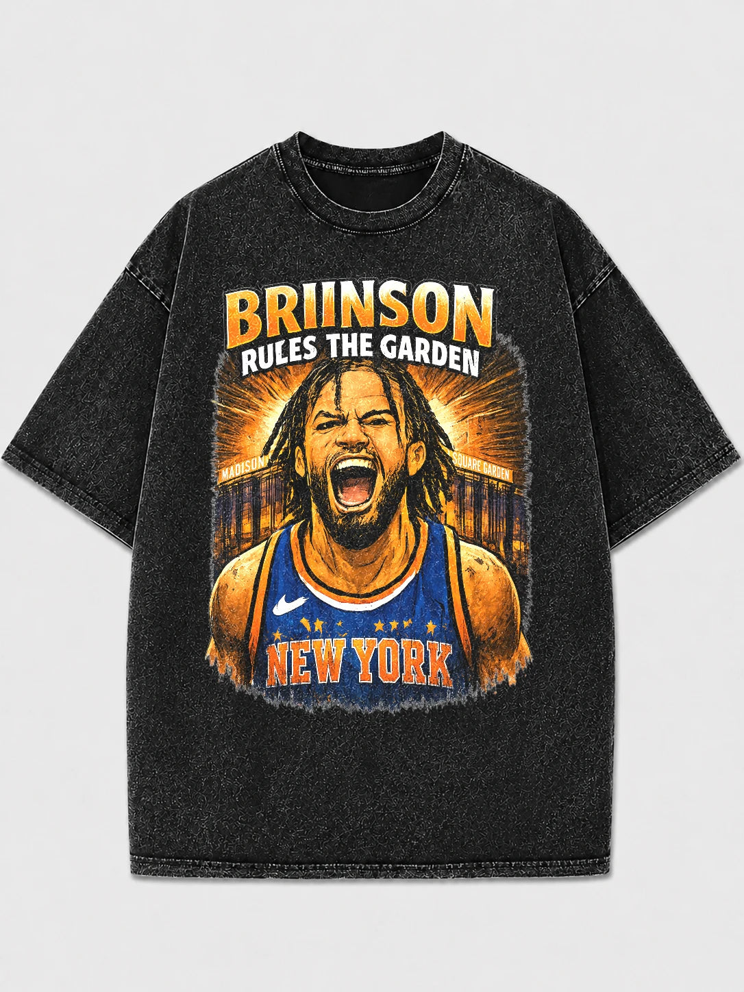 Vintage graphic tee featuring New York basketball player design