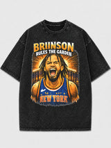 Vintage graphic tee featuring New York basketball player design