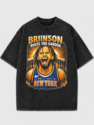 Vintage graphic tee featuring New York basketball player design