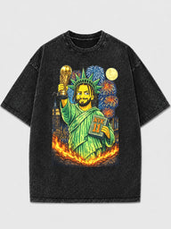 NYK 11 Statue of Liberty graphic tee in black with vibrant colors