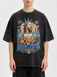 King of New York graphic tee featuring Statue of Liberty design
