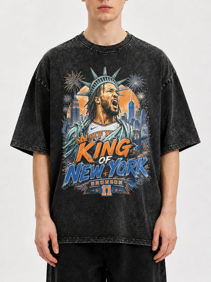 King of New York graphic tee featuring Statue of Liberty design