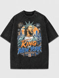 King of New York graphic tee featuring Statue of Liberty design