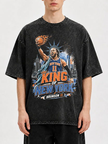Vintage King of New York graphic tee featuring a basketball design.